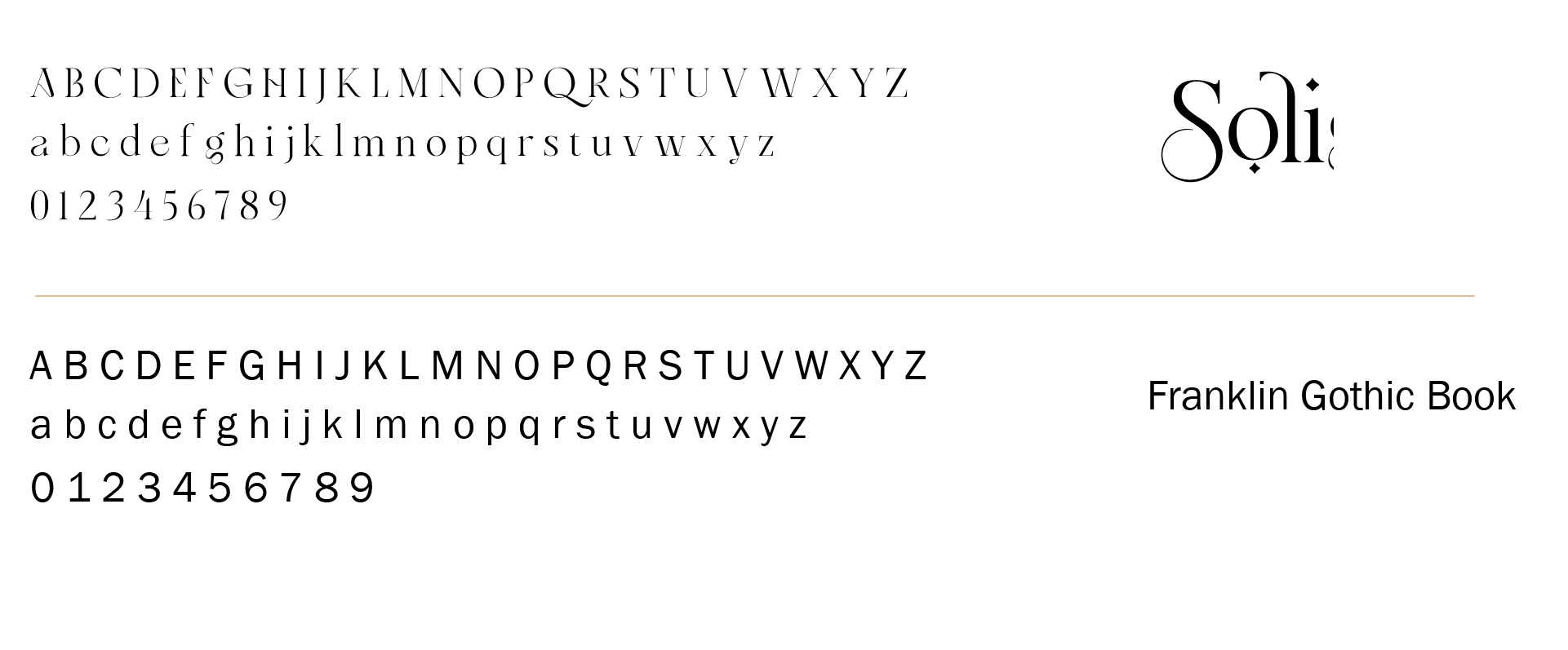 Cafe White Eye typography — Solig serif and Franklin Gothic Book sans-serif