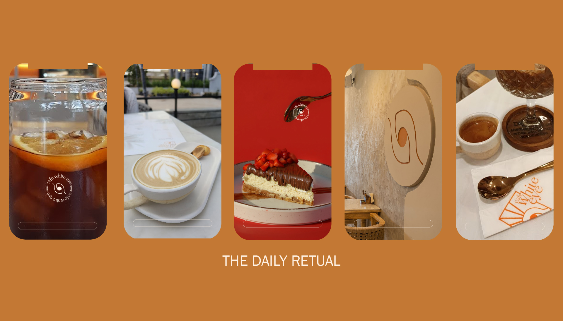 Cafe White Eye social media stories featuring coffee and food