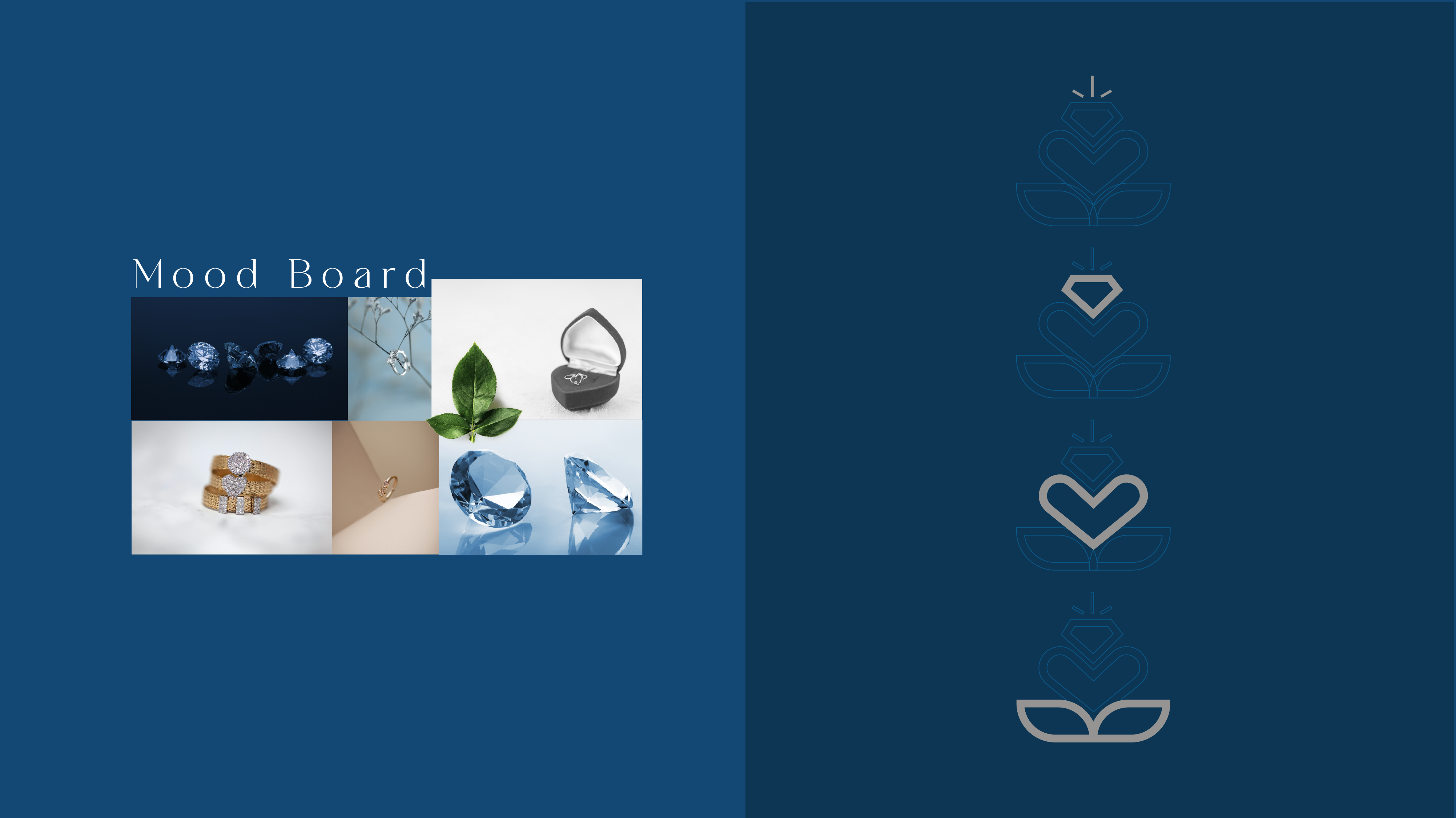 Swaadha mood board collage and logo construction line art on navy